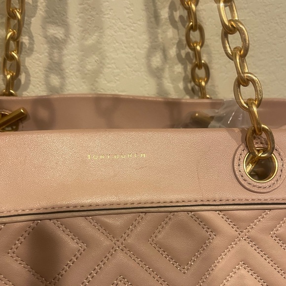 Tory Burch Fleming Triple-Compartment Tote nude pinkish cream color - Picture 10 of 13